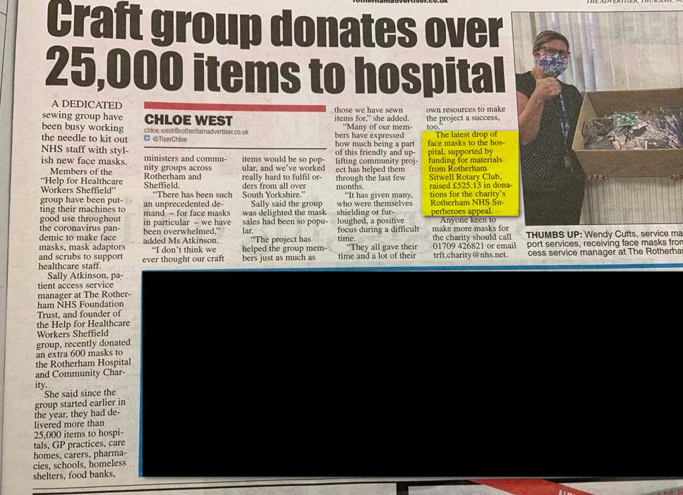 Face Masks for Rotherham Hospital