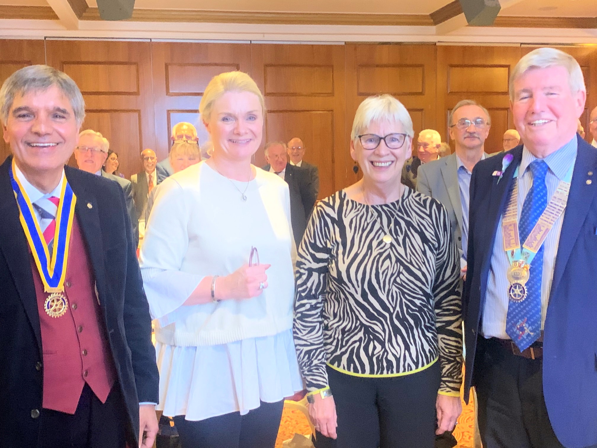 From the left, President Gurnam, Sarah, Judith and DG David Hood
