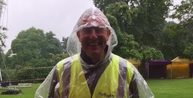 John Ridsdale dresses up as a giant condom 