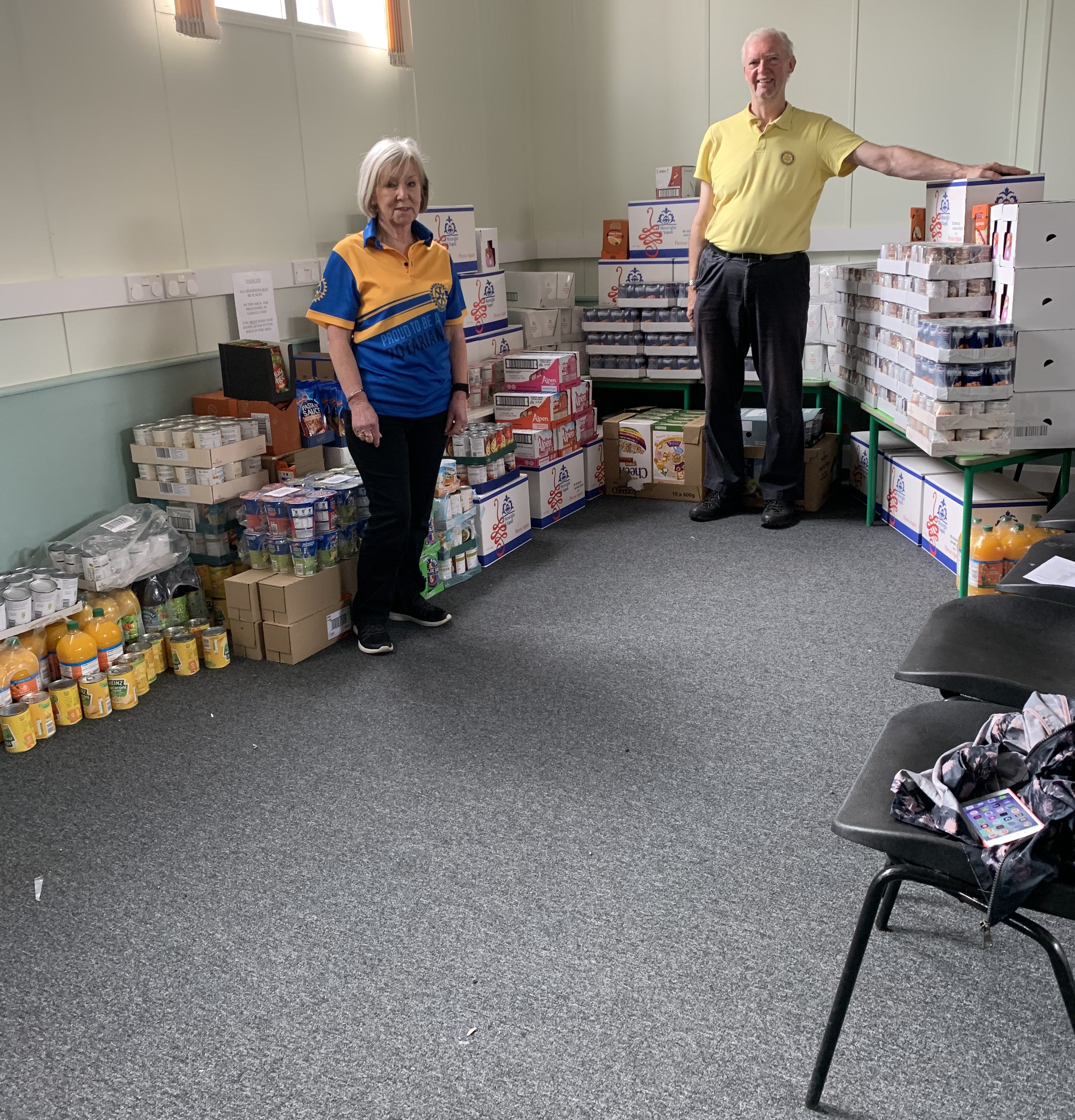 President Trish and President-Elect Steve with the latest food delivery 