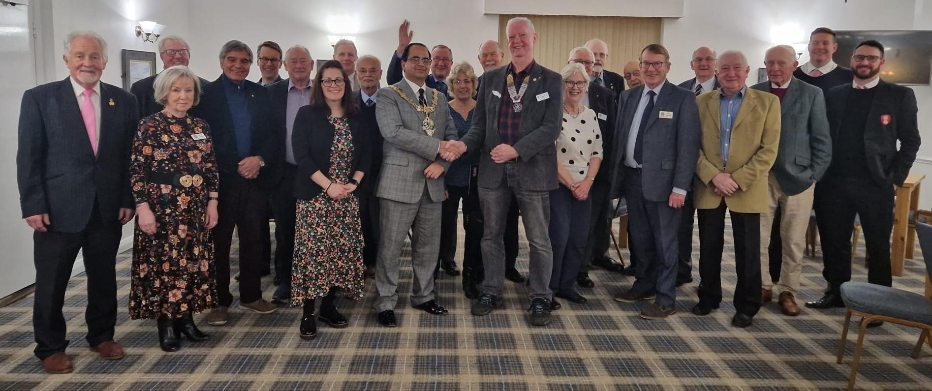 President Steve welcomes Rotherham's Mayor as an Honorary Member